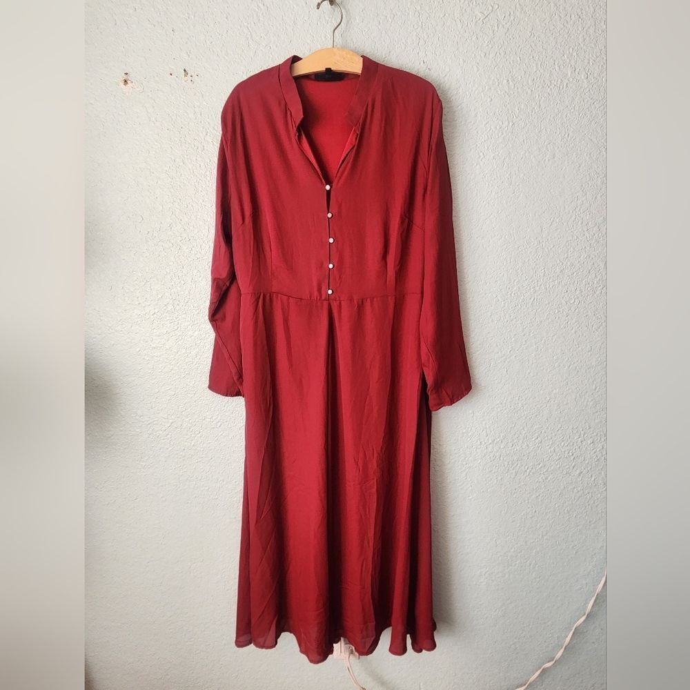 The Pyramid Collection Deep Red Long Sleeve Dress - Picture 3 of 16